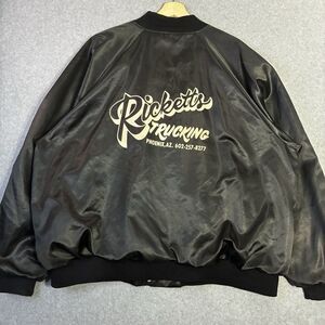 Vintage Trucking Jacket 3XL Black Satin Bomber Made in USA Phoenix AZ